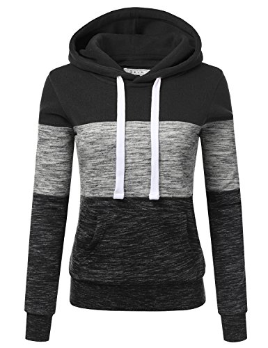 NINEXIS Womens Long Sleeve Fleece Pullover Hoodie Sweatshirts BLACK L