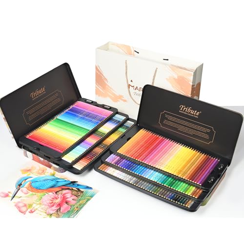 MARCO 240 Pieces Wooden Oil Colored Pencils for Adults Professional Set in Tin Box, Suitable for Art Lovers and Professionals (240 Pcs)