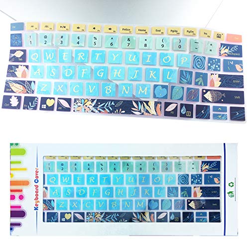 SANFORIN Keyboard Cover for Microsoft Surface Book 13.5 inch (2015 Released), Silicone Skin Protector with Floral & Big Letter Design, US Layout, Fish&Leaves