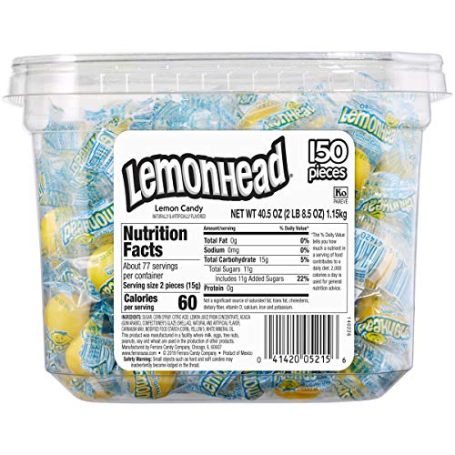 Lemonhead Hard Lemon Candy, Individually Wrapped, 150 Count Tub