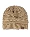 C.C Trendy Warm Chunky Soft Stretch Cable Knit Beanie Skully, Metallic Gold