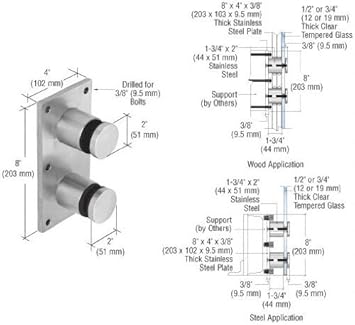 Crl Brushed Stainless Steel Glass Rail Standoff Fitting With Mounting Plate By Cr Laurence Screen Door Hardware Amazon Com