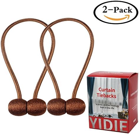 YIDIE 2 Pieces Curtain Tiebacks Classic European Window Holdbacks Home Office Decorative Drapes Holders with Strong Magnetic,Coffee/1 Pair
