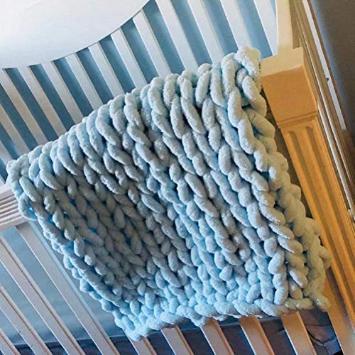 GY Chunky Knit Throw Blanket PomPoms Handwoven Breathable