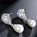 FEDONA 925 Sterling Silver CZ Cream Simulated Pearl Infinity Bridal Necklace Hook Earrings Jewelry Set Clear