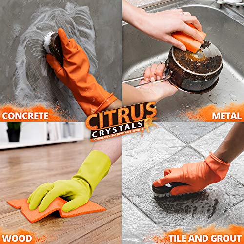 Citrus Crystals Powdered Orange Cleaner & Degreaser | Heavy Duty Floor Cleaner | Concrete Cleaner | Range Hood Cleaner | Oven & Grill Cleaner (2lb Bottle)