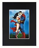 Superman Wonder Woman Super Hero SuperHero Anime Cartoon Dope Love Lover Huge 8x10 Black Matted Art Artworks Print Paintings Printed Picture Photograph Poster Gift Wall Decor Display USA Seller