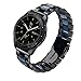 V-MORO for Gear Sport Bands/Galaxy Watch 42mm Band, 20mm Black Stainless Steel Replacement Strap with Blue Resin Bracelet for Samsung Gear Sport Smartwatch R600/Galaxy Watch 42mm R810