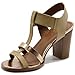 Ollio Womens Shoe T-Strap Stack Block High Heel Sandal