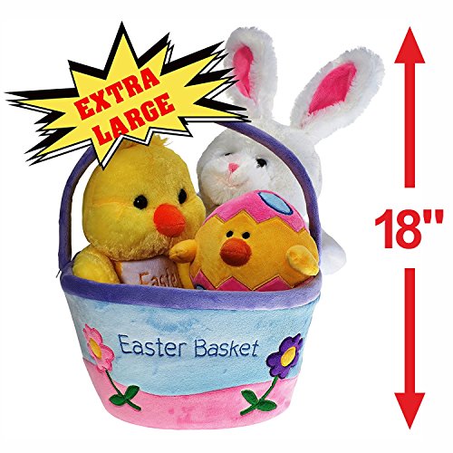 Plush Easter Basket For Baby - Toddler & Kids Of All Ages. Set Includes Plush Easter Bunny, Plush Easter Egg, Plush Easter Chick, Easter Basket - Thumbnail 6