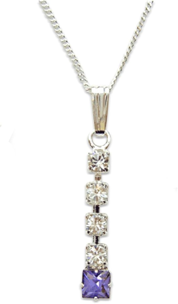 LJ Designs Purple Crystal Drop Pendant Gold Plated Made