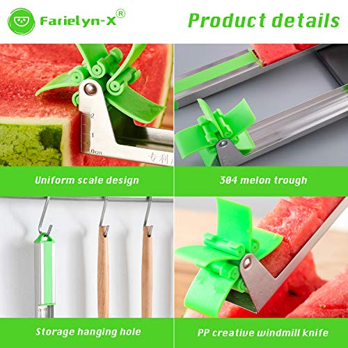 image for 2 Packs Watermelon Windmill Cutter Slicer with 2 in 1 Melon Baller & F
