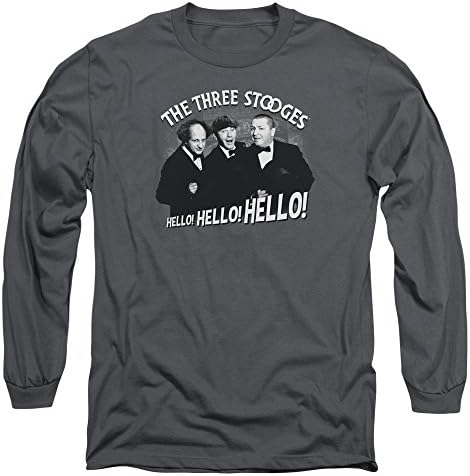 Three Stooges Slapstick Comedic Grp Hello! Hello! Hello! Adult L-Sleeve T-Shirt