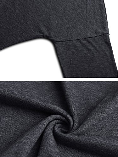Aliex Women's Tunic Top Long Sleeve Casual Blouse T-Shirt Button Decor Grey L