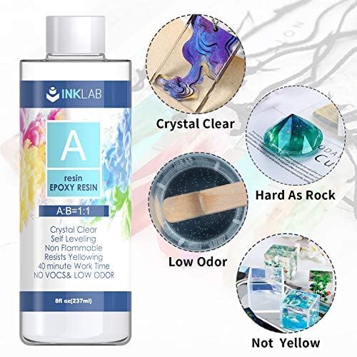 Epoxy Resin and Hardener Kit 16 Oz Crystal Clear Casting Resin Non Toxic for Beginners Art