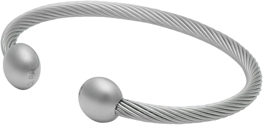 QRAY Silver Deluxe Surgical Steel Golf Athletic Bracelet Men Women C-Shaped Health Wellness Bracelet