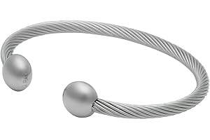 QRAY Silver Deluxe Surgical Steel Golf Athletic Bracelet Men Women C-Shaped Health Wellness Bracelet