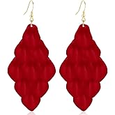 Ricarmo Bohemian Simplicity Acrylic Petal Fringe Lightweight Dangle Drop Earrings Vacation Flower Tassel Hook Earrings For Women Jewelry Gifts