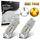 Partsam Pack2 7443 Switchback Amber White High Power Projector LED Bulbs Front Turn Signal Light Super Bright Aluminum 22-5730SMD Led for 2015 Chevrolet Suburban Tahoe