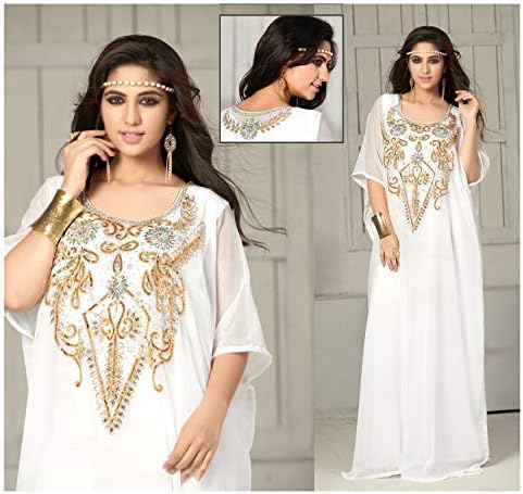 OKM Women's Dubai Style Kaftan Caftan Farasha Jalabiya Abaya Long Maxi Dress Top