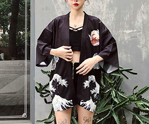 Kimonos Woman Japanese Kimono Cardigan Cosplay Shirt Blouse for Women Japanese Yukata Beach Kimono Q721,1,One Size