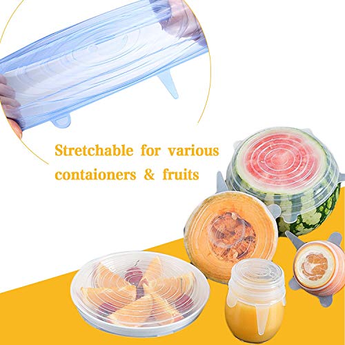 12 Pack Silicone Stretch Lids, rabofly Various Size Food Storage Covers Reusable Durable and Expandable for Keeping Food Fresh, Dishwasher and Refrigerator Safe