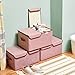 Large Storage Boxes [3-Pack] EZOWare Large Linen Fabric Foldable Storage Cubes Bin Box Containers with Lid and Handles for Home, Office, Nursery, Closet, Bedroom, Living Room (Wine)