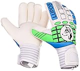 Goalie Gloves Youth, Kids, Adult - LUPOS - Power of the WOLF. Goalkeeper Gloves with Fingersaves, 4 mm Strong Grip German Latex Palm, Extra Backhand Pad, Supportive Wrist Straps
