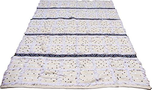 Wedding Blanket (Large, Beige) 185cm/161cm / Handira Handmade / Natural color /with Wool, Cotton & Sequins .