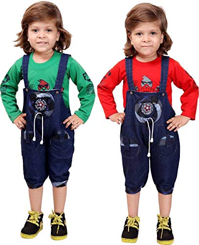 green dungarees baby