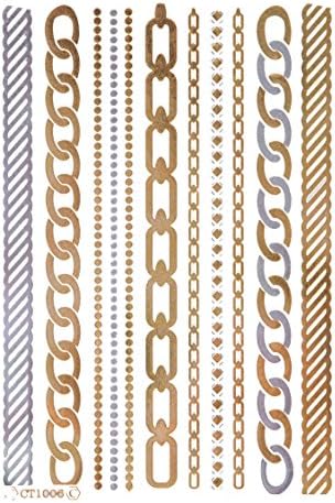 {CT1001 J JEWELRY} 6 Sheets - 40+ Premium Metallic Henna Tattoos Jewelry Mandala Boho Designs in Gold and Silver Temporary Fake Shimmer Jewelry Tattoo (4 PACKS - 24 SHEETS)