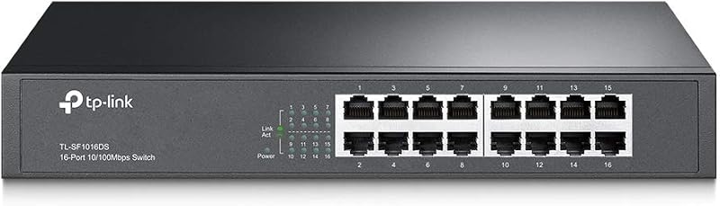 TP-Link TL-SF1016DS 16-Port 10/100Mbps Network Switch Ethernet Splitter Steel