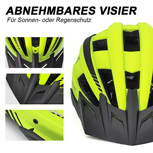 VICTGOAL Fietshelm Heren Mountainbike Helm met Afneembaar Magnetisch Vizier Afneembare Zonbeschermingskap en LED… - Image 5