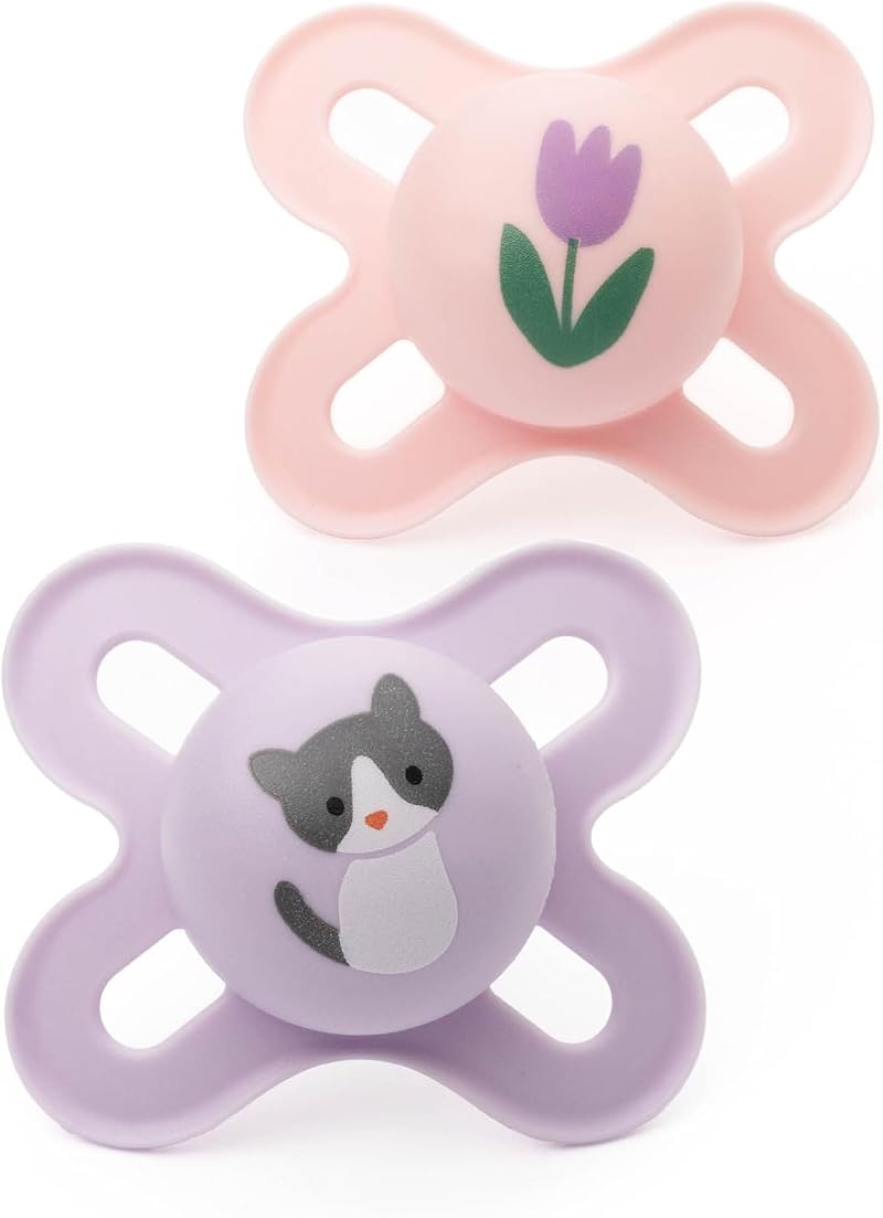 MAM Original Start Soothers 0-2 Months 2 Pack with Travel Case Pink Lilac