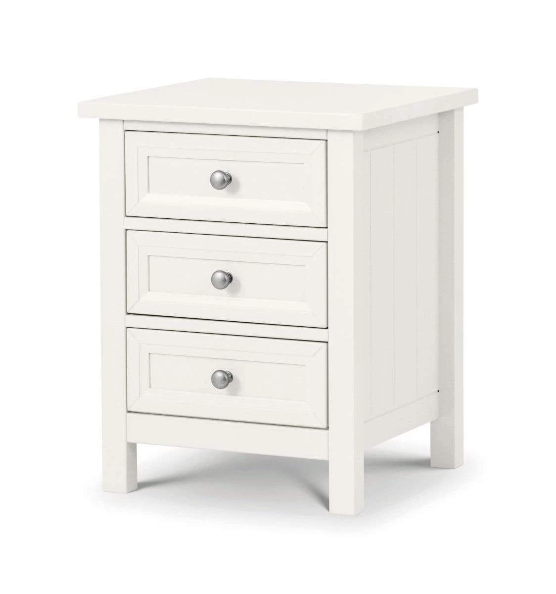 Julian Bowen Maine 3 Drawer Bedside, Surf White, Height: 61, Width: 48, Depth: 44cm