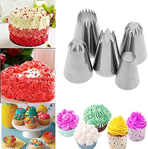 Zhaoyang 1 Jeu De 5 Grand Douilles Patisserie En Acier Inoxydable Diy Gateaux Douilles Poche A Douille Patisserie Diy Kits Pour Decoration Douilles Cuisine Maison Zwembaddebeemd Nl