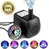 Submersible Water Pump, 15W 800L/H Fountain Pump with 12 Color LED Light for Fountain Pool Garden Pond Fish Tank…