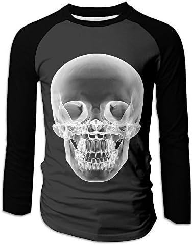HAKLA Men's White and Transparent Skull X-Ray Long Sleeve Raglan T-Shirt