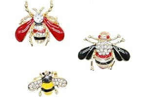 HSQYJ 3 Pack Cute Bee Brooch Pin Set Enamel Crystal Animal Lapel Brooches Novelty Funny Pins Badges for Women Girls Boys Clothing Bags Backpacks Jackets Hat