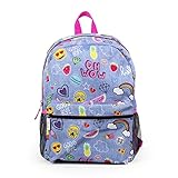 Fab Emoji Denim Sticker Backpack, 16