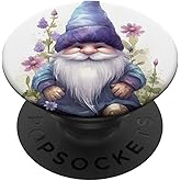 Cute Purple Aesthetic Anemones Flower Pattern Lavender Gnome PopSockets Swappable PopGrip