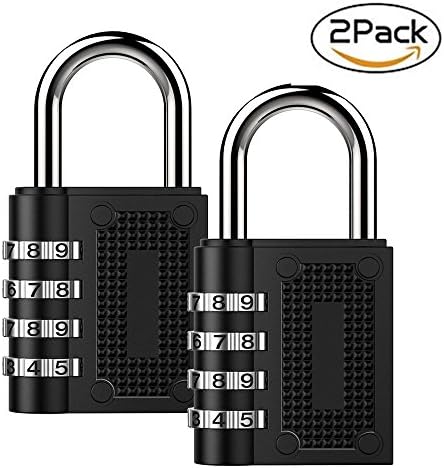 Gslover 2 Pack Combination Lock 4 Digit Padlock for School, Gym & Sports Locker,Luggage Suitcase Baggage Locks, Filing Cabinets, Fence, Toolbox, Case, Hasp Storage (Black)