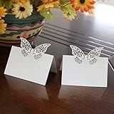 Pixnor 48pcs Table Place Cards Wedding Party Birthday Table Decoration Hollow Butterfly Style