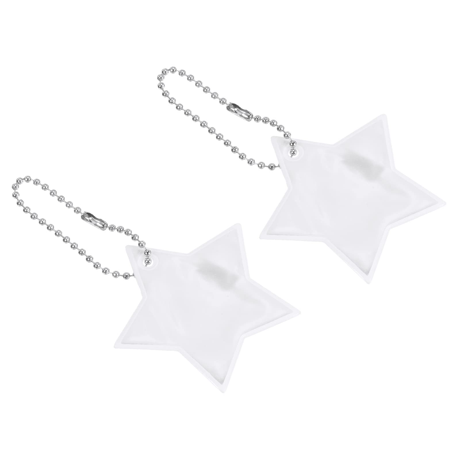 PATIKIL Safety Reflector, 2 Pack Star Pendant PVC Reflective Gear Keychain for Backpack Bag Jacket, Silver
