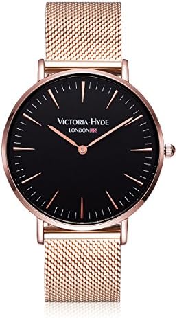 VICTORIA HYDE Mens Watch Unisex Women Wristwatches With Mesh Band Stainless Steel Sliver and Rose Gold Analogue Quartz Waterproof