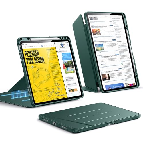 ESR Hülle für iPad Air 13 Zoll (2026/2025/2024) M4/M3/M2, Vertikale Stand, Mehrere Standwinkel, Ultrastabile Hülle mit Stifthalter, Flip Serie, Grün