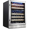 Kalamera 24'' Wine Cooler Refrigerator 46 Bottle Dual Zone Built-in or Freestanding Fridge with Stainless Steel & Triple-Laye