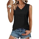 Dookttker Womens Cotton Linen Tank Tops V Neck Casual Cami Sleeveless Blouses Basic Shirt Summer Clothes Fashion Outfits