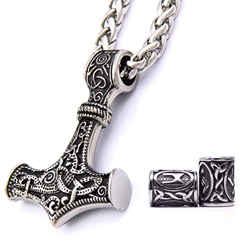 Gungneer Stainless Steel Mjolnir Thor Hammer Necklace Pendant