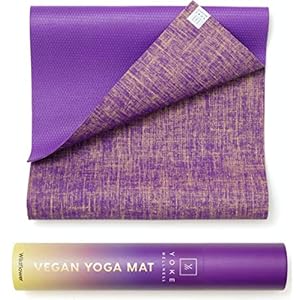 Yoke Wellness Vegan Yoga Mat –Natural, Organic, Eco Friendly Jute Mats -Non Slip, Reversible, 5mm – Carrying Strap – Extra Long 183.5cm – For Pilates, Fitness Exercise, Workout, Gym, Training & Home